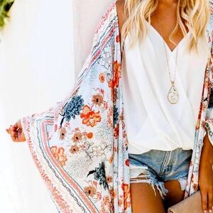 Boho Floral Kimono Duster Cardigan Top - LAST ONE